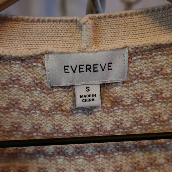 Everve Sweater Cardigan Cade Puff Short Sleeve Botton Down VNeck Pink Cream Sml - Picture 7 of 7